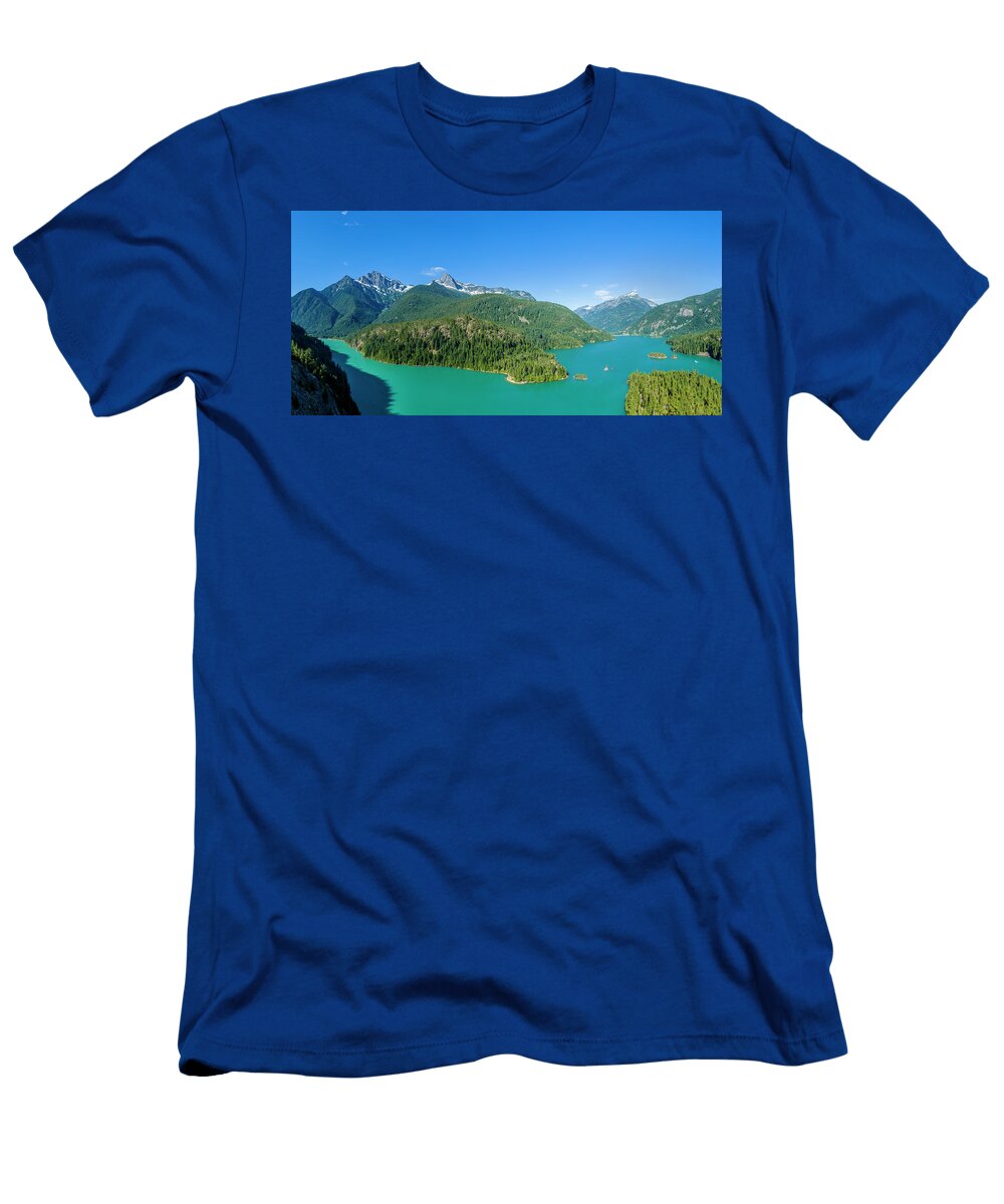 Elevated View of Diablo Lake North Panoramic Images T-Shirt