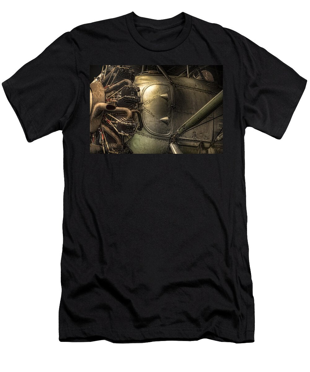 Engine and Fuselage Detail Radial Engine Aluminum Fuselage Vintage Aircraft Gary Heller T-Shirt