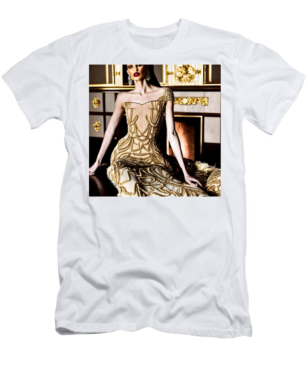 Ethereal Elegance Opulent Glamour Unveiled Evan Brown T-Shirt
