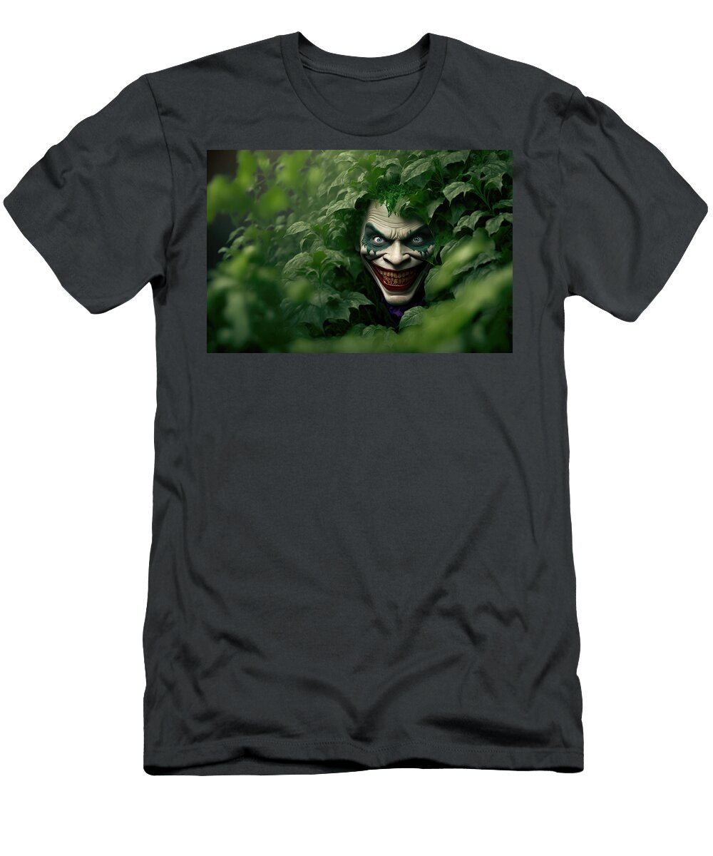 Evil Clown Hiding in the Bushes John Twynam T-Shirt