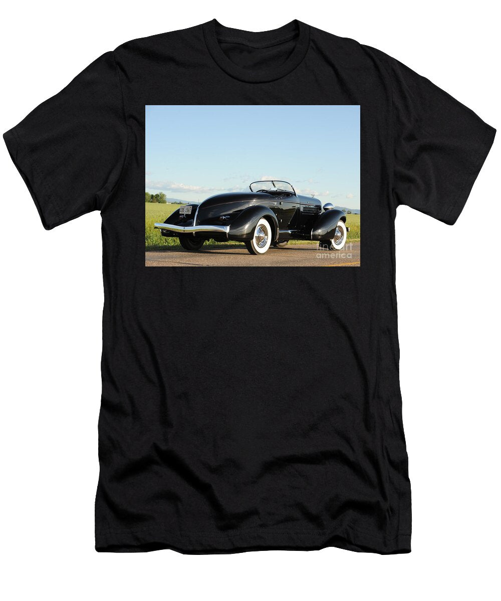 Exclusive American Retro Luxury Black Sexy 1936 Auburn 852 Sc Dual Ratio Supercharged Speedster Vladyslav Shapovalenko T-Shirt