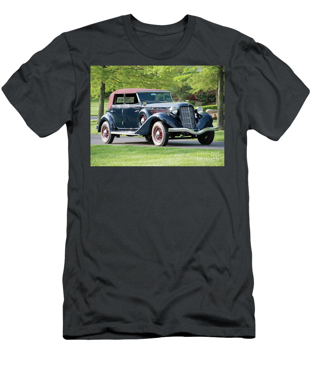 Exclusive American Retro Luxury Blue 1935 Auburn Auburn 851 Supercharged Dual Ratio Phaeton Sedan Vladyslav Shapovalenko T-Shirt