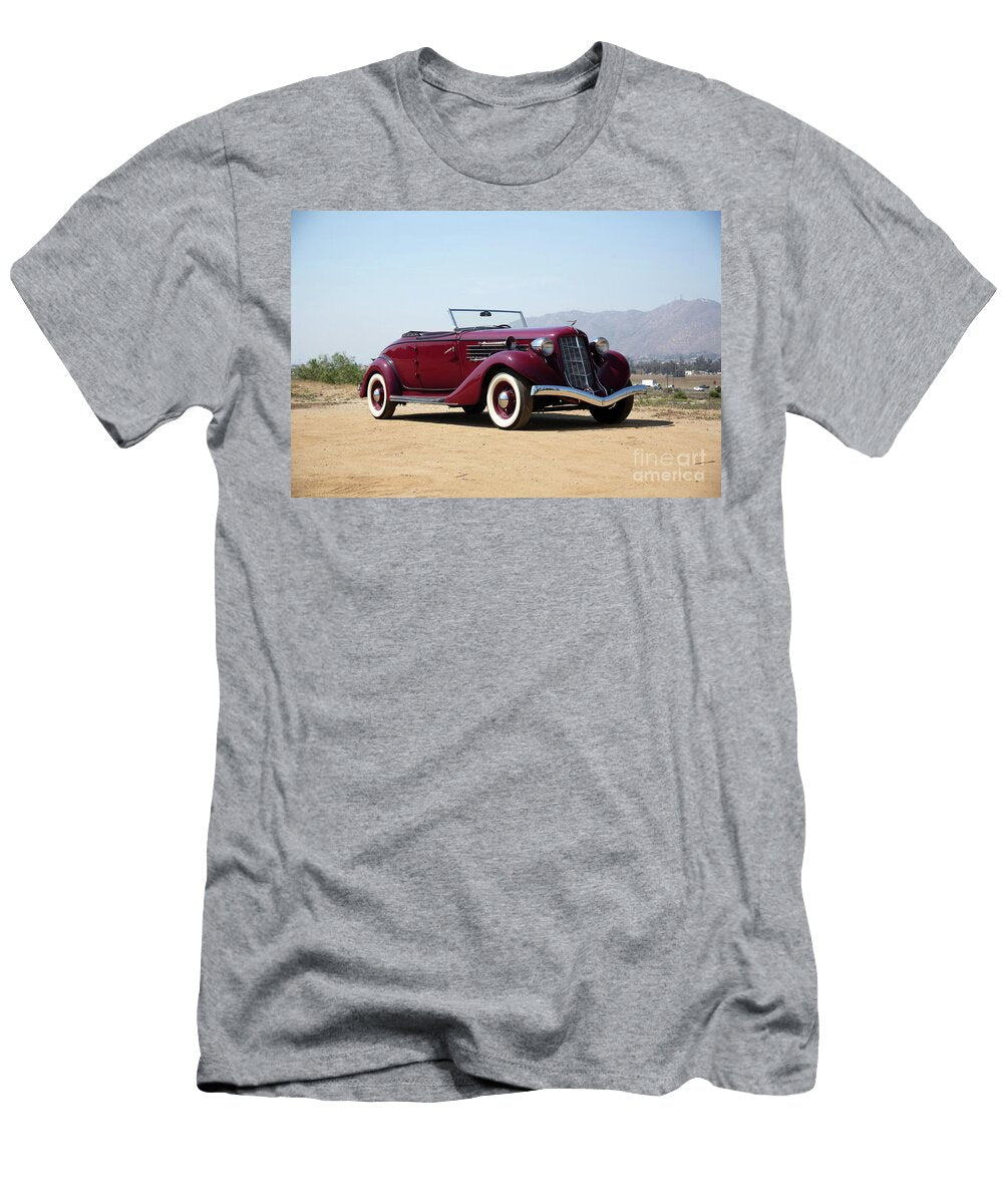 Exclusive American Retro Luxury Deep Red 1935 Auburn 851 Supercharged Dual Ratio Cabriolet Vladyslav Shapovalenko T-Shirt