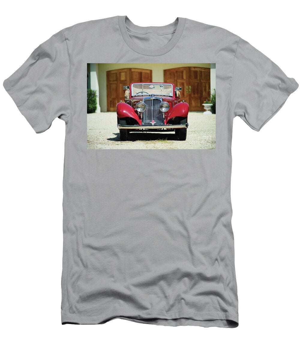 Exclusive British Retro Luxury Car 1937 Red Aston Martin 2 Litre 15 98 Short Chassis Drophead Coupe Vladyslav Shapovalenko T-Shirt