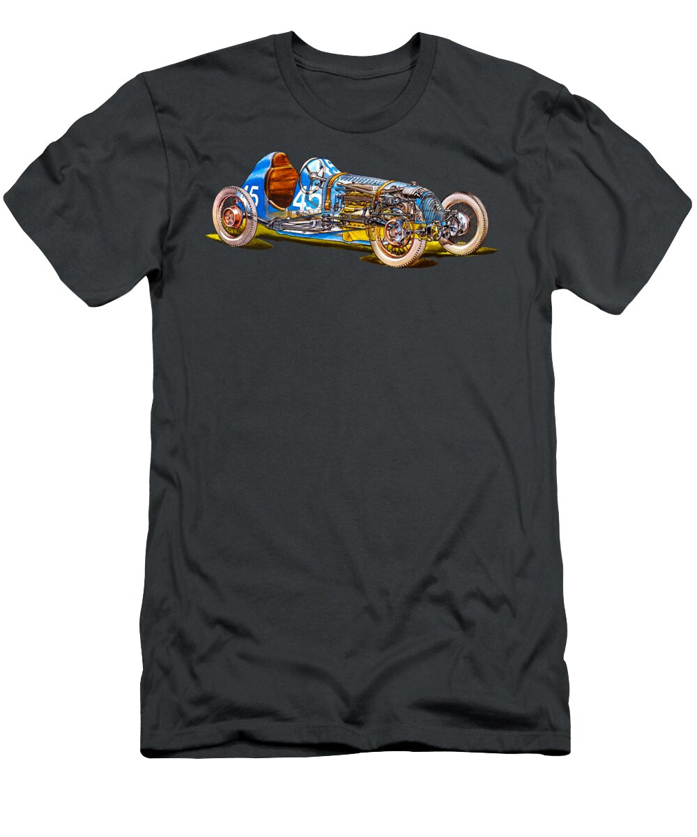 Exclusive French Retro Vintage Sport Car Chevallier 1100 Bol Dor 1931 Cutaway Automotive Art Vladyslav Shapovalenko T-Shirt
