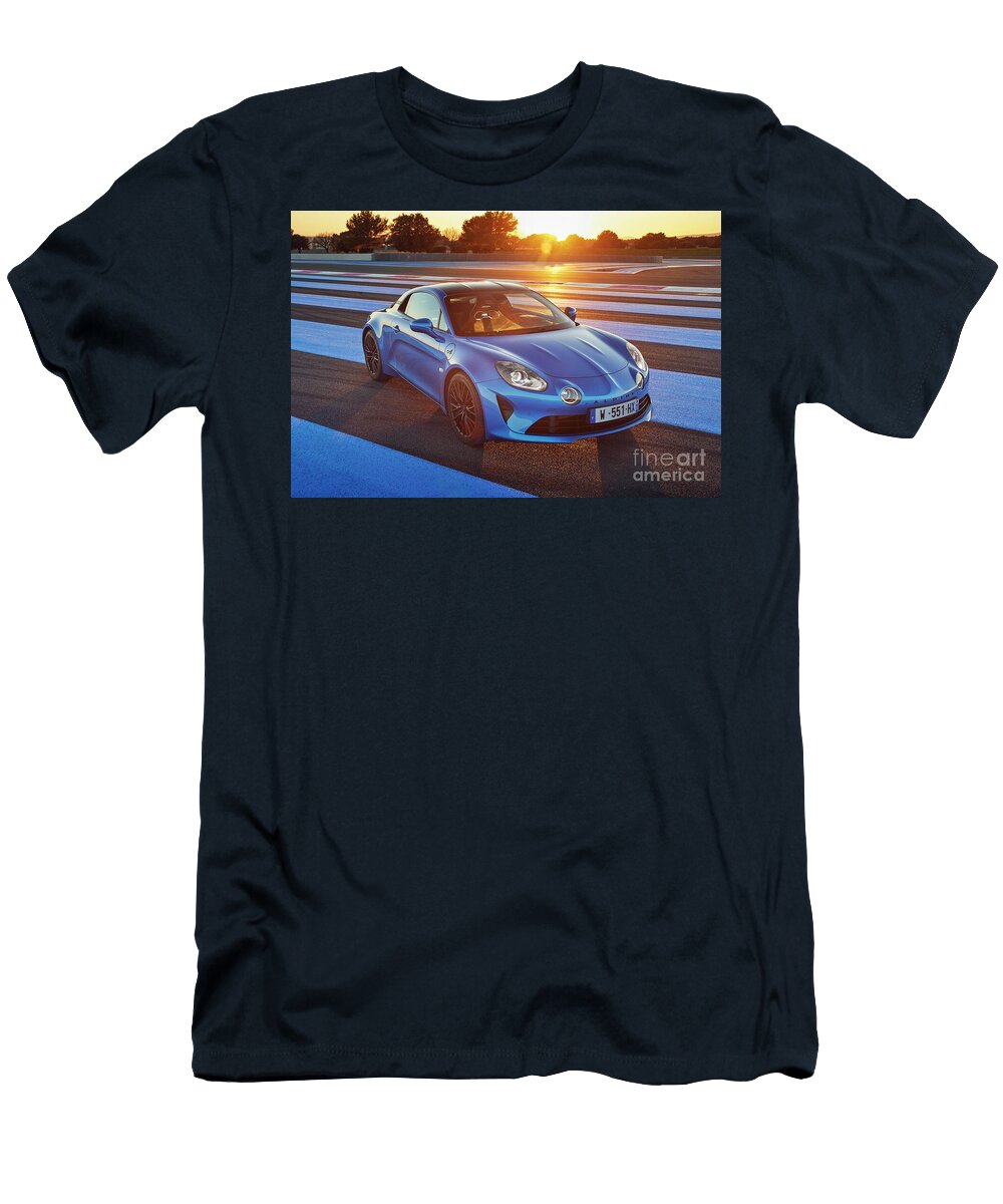 Exclusive French Sport Car Blue Alpine A110 Coupe Turbocharged Engine 18 L Renault Tce M5pt Vladyslav Shapovalenko T-Shirt