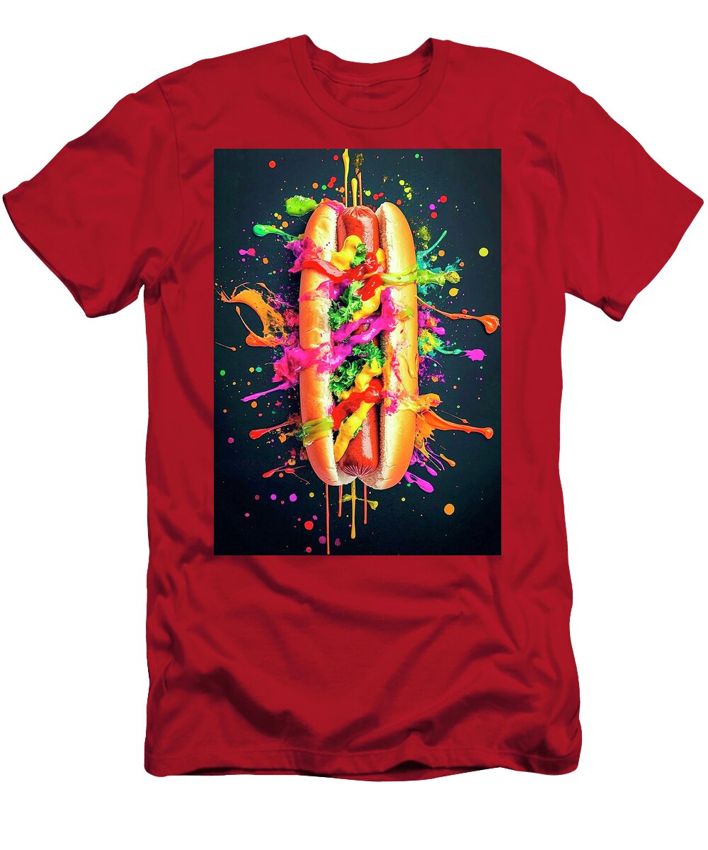 Explosive Hot Dog Art Colorful Food Merssi Norely T-Shirt