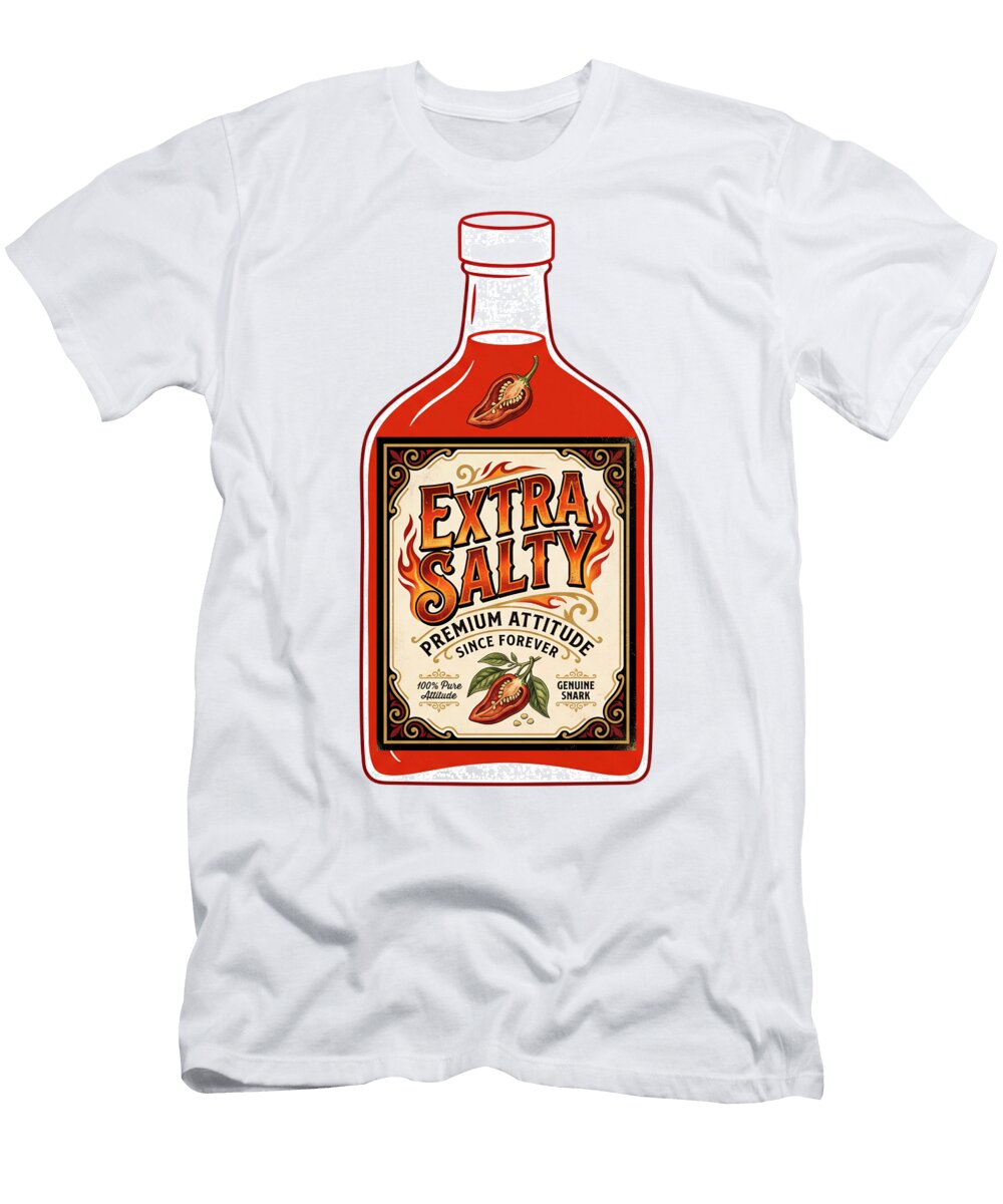 Extra Salty Bottle Label Vintage Style T-Shirt