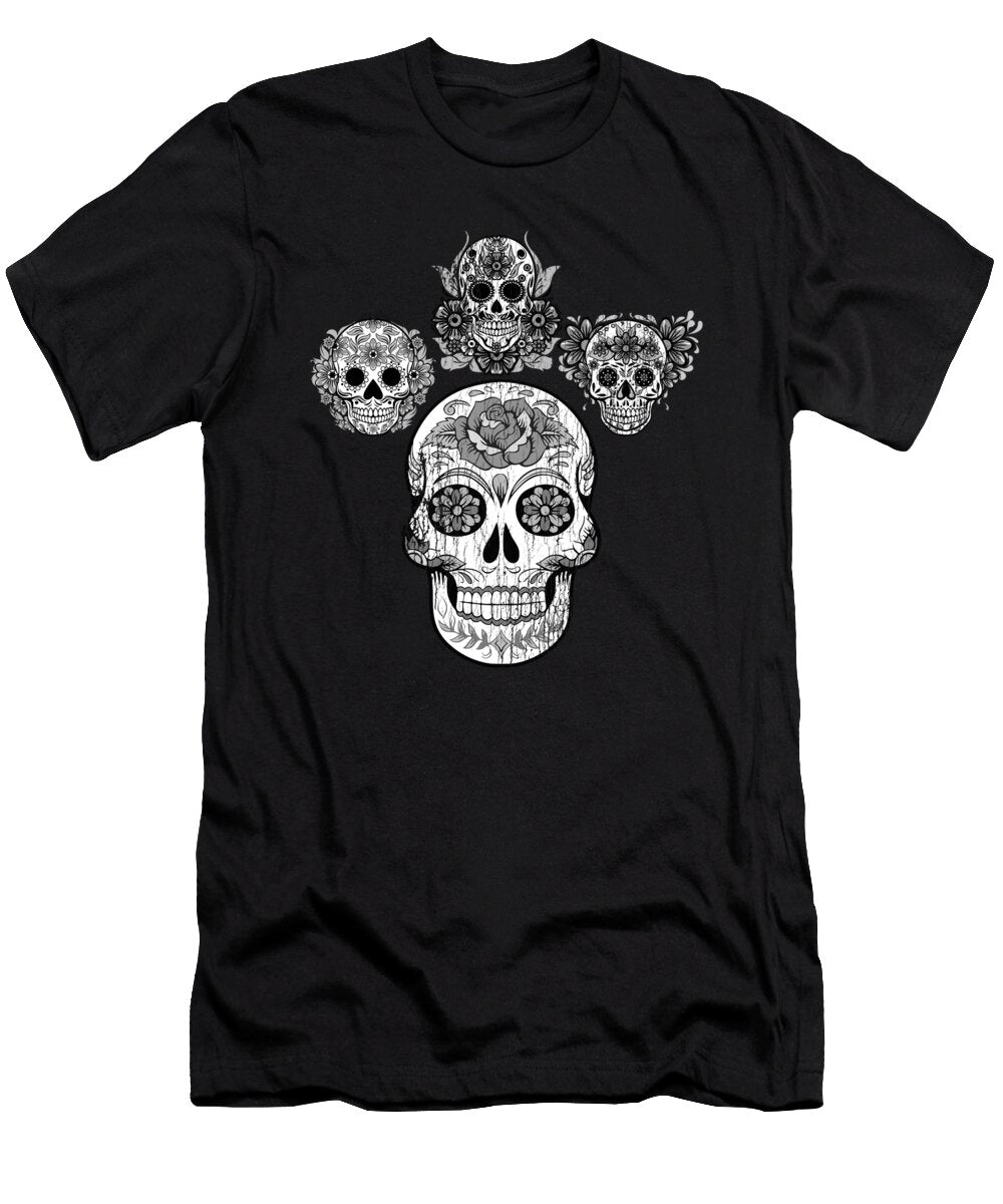 Faded Halloween Day of the Dead Mexican Skull Sugar Skull Product Deluxe Chimp T-Shirt