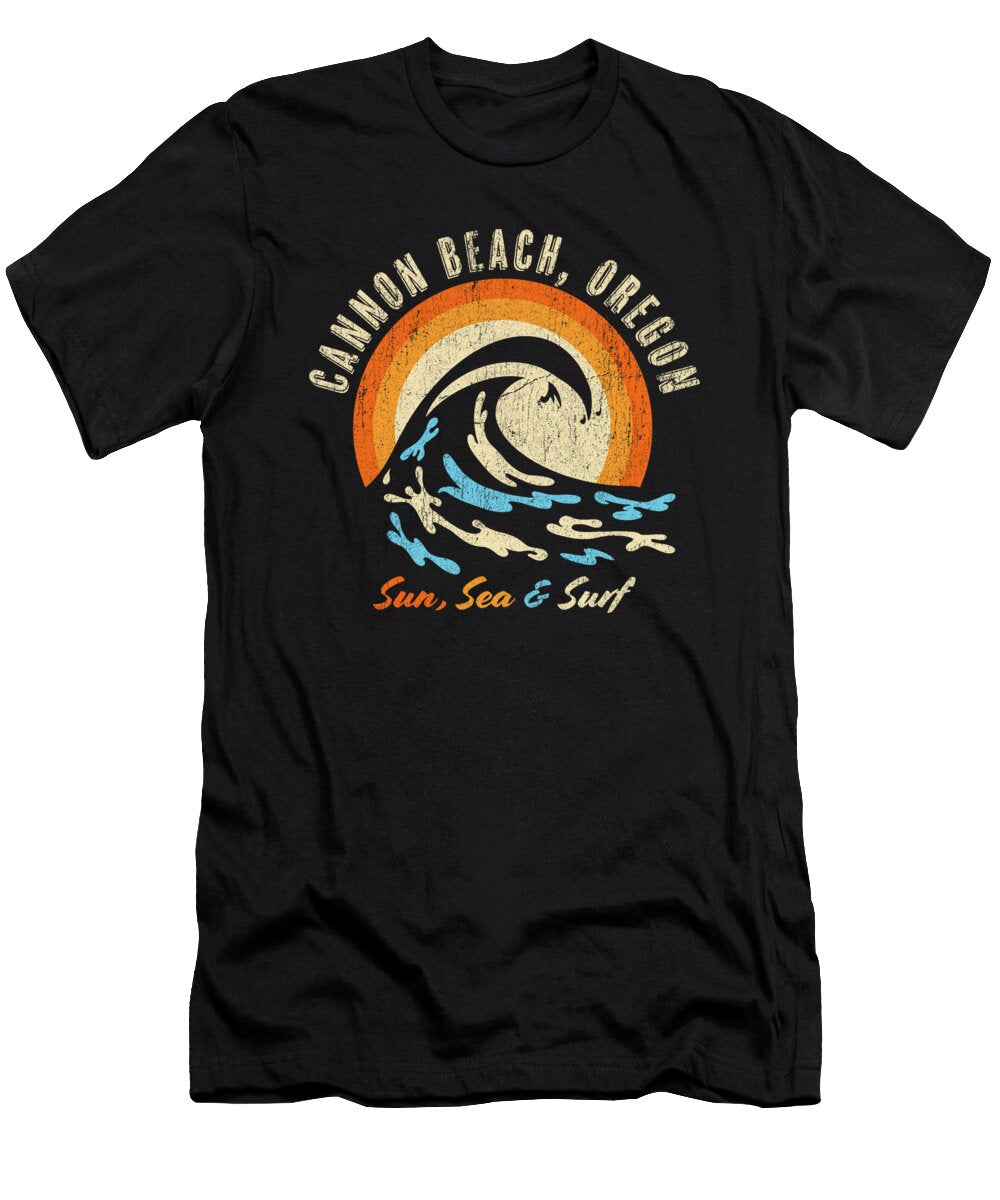 Faded Vintage Cannon Beach Oregon Vacation Ocean Vector Deluxe T-Shirt