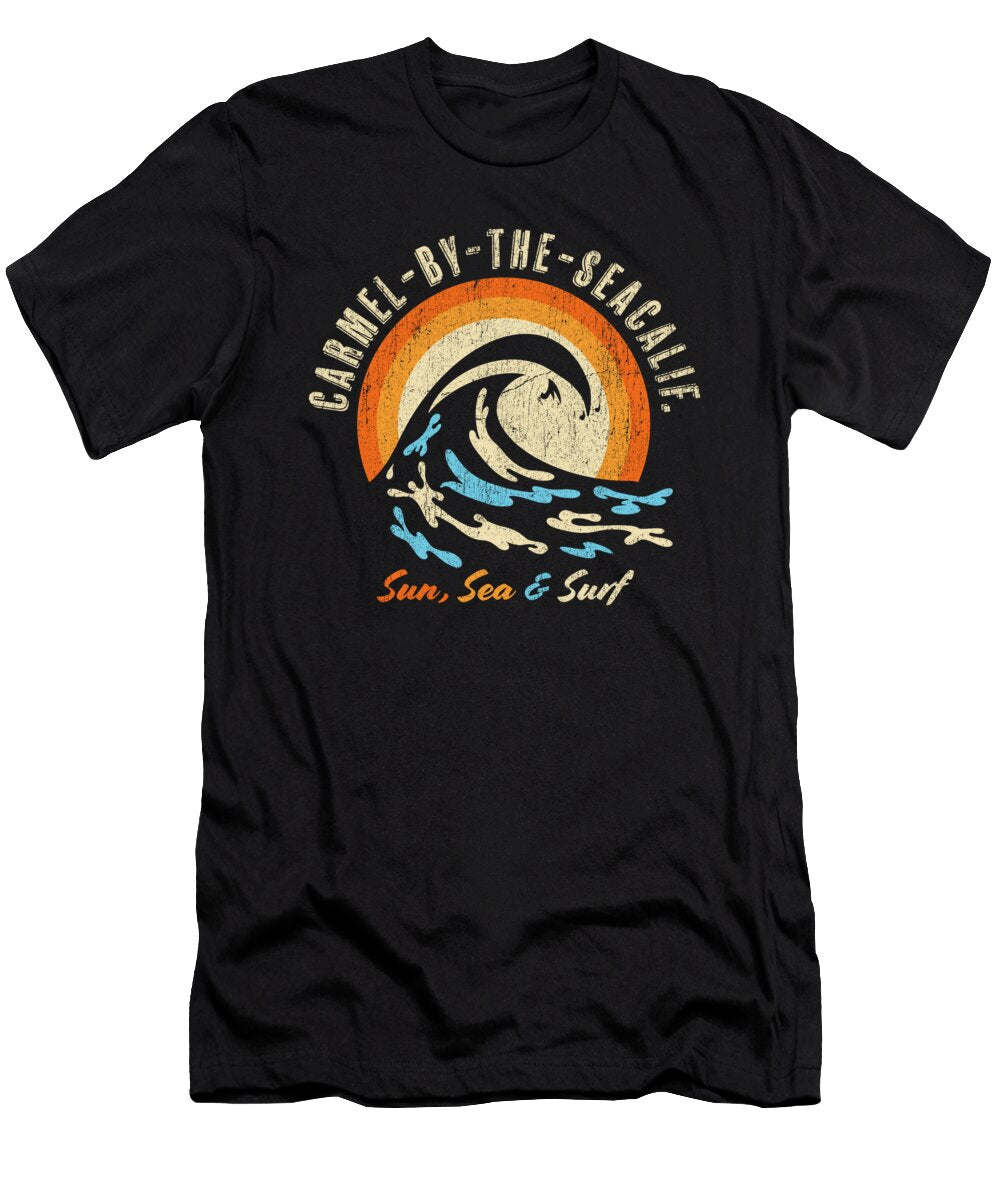 Faded Vintage Carmel By the Sea Califonia Vacation Ocean Vector Deluxe T-Shirt