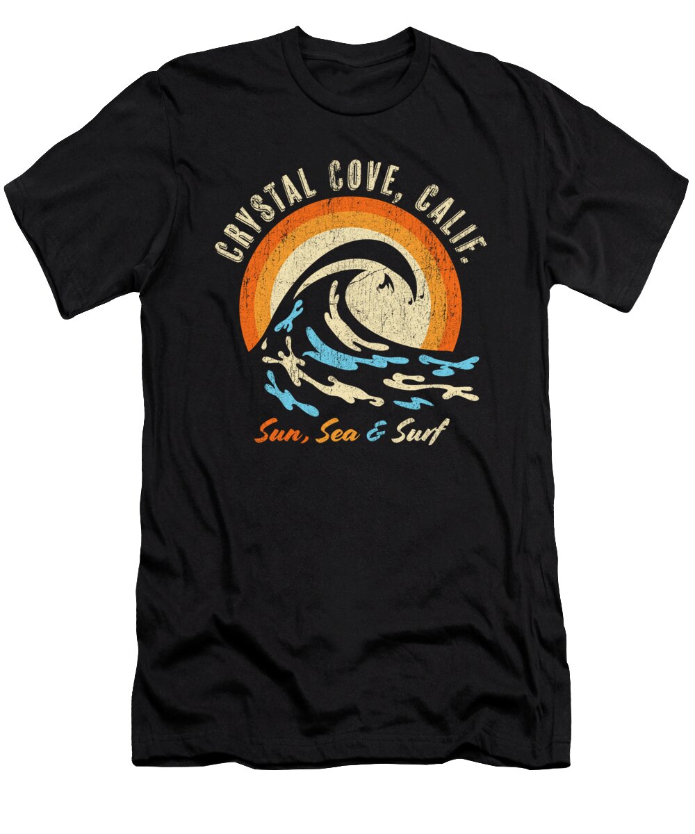 Faded Vintage Crystal Cove California Vacation Ocean Vector Deluxe T-Shirt