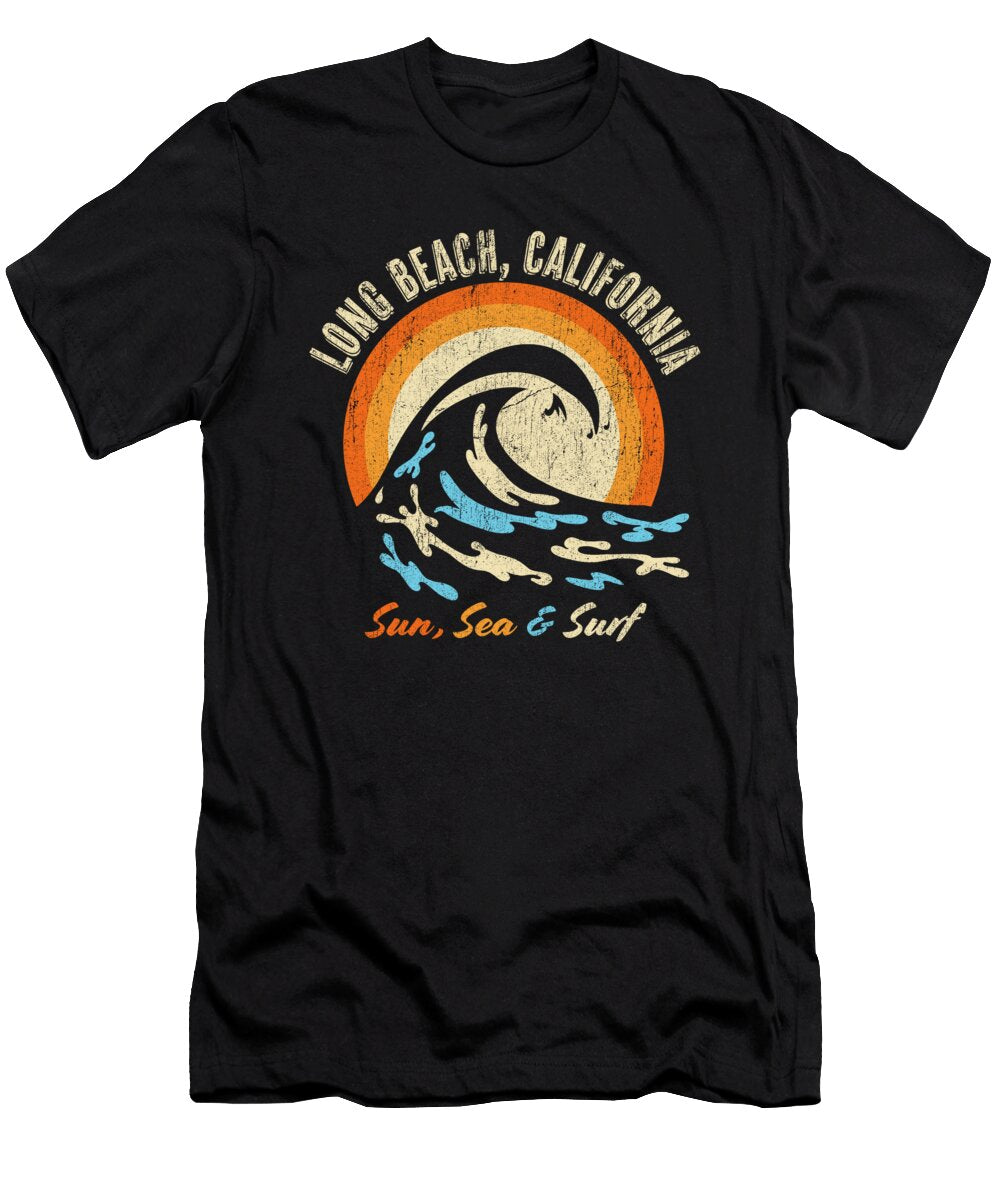 Faded Vintage Long Beach California Vacation Ocean Vector Deluxe T-Shirt