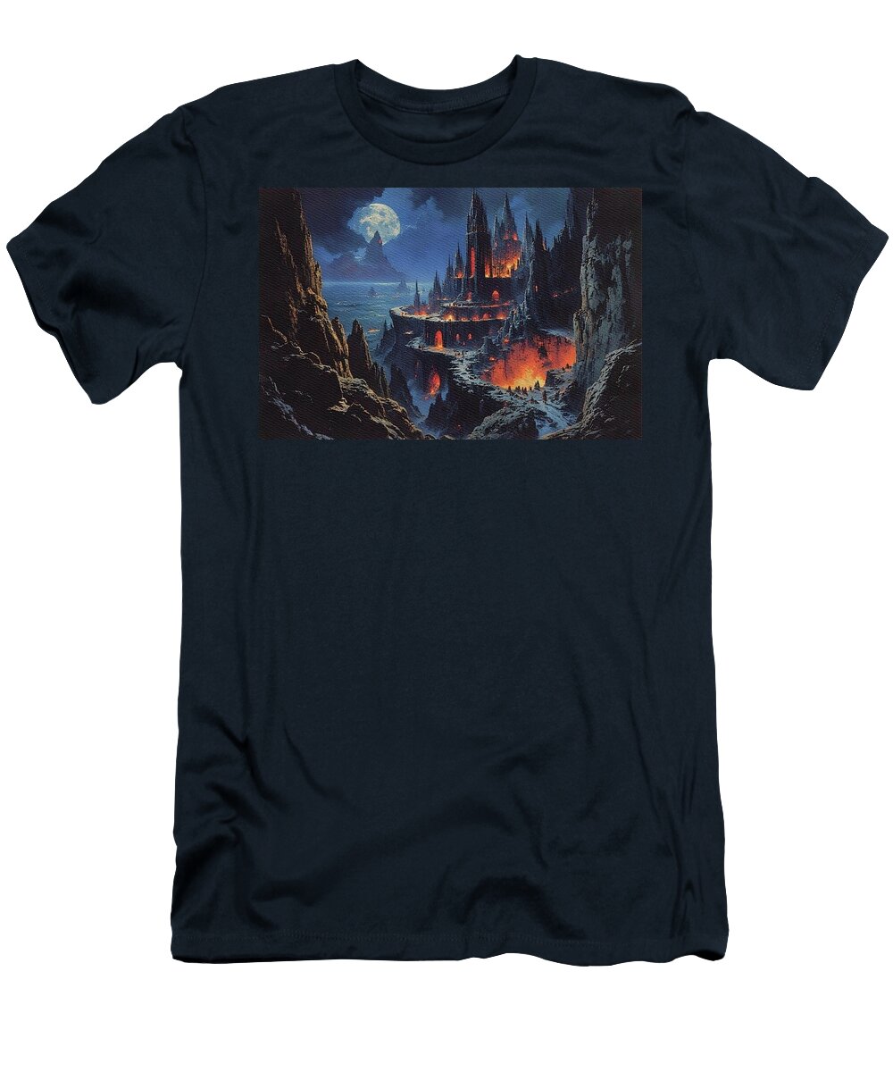 Fantasy Castle Amidst Lava Flows Raphael Terra T-Shirt