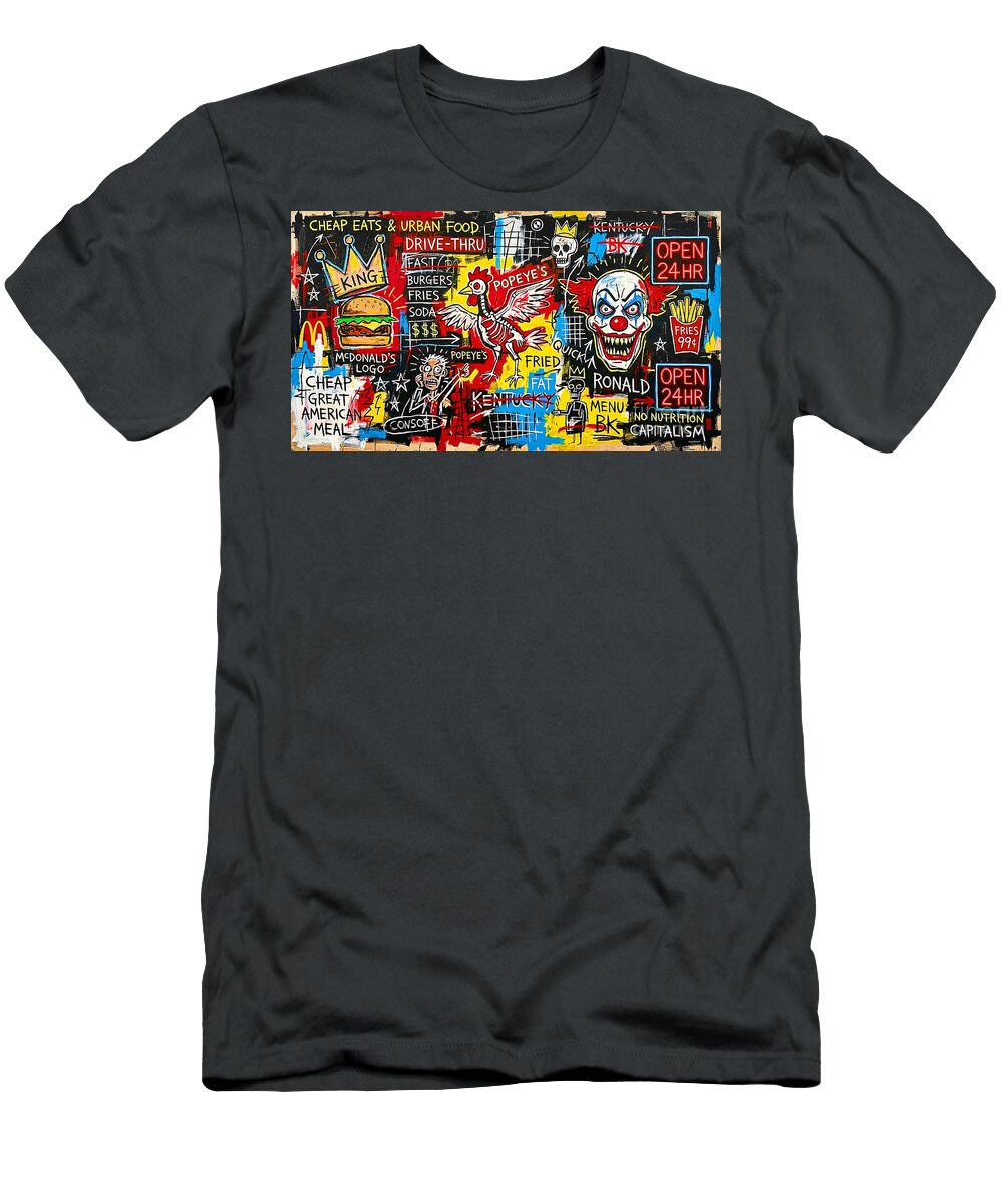 Fast Food Nightmare Open 24 Hours Inspired By the Style of Jean Michel Basquiat 20260429b3 Wingsdomain Art and Photography T-Shirt