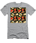 Fast Food Pizza Burger Hotdog French Fries Tacos Seamless Pattern Isolated in Black Background Julien T-Shirt