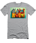 Fathers Day Celebration with Colorful Tools in Bright Pockets on Bold Teal Canvas Olfactoart Studio T-Shirt