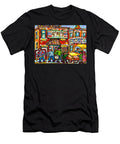 Favorite Montreal Bagel and Butcher Shops Rue Fairmount Winter Hockey Game Painting for Sale Carole Spandau T-Shirt