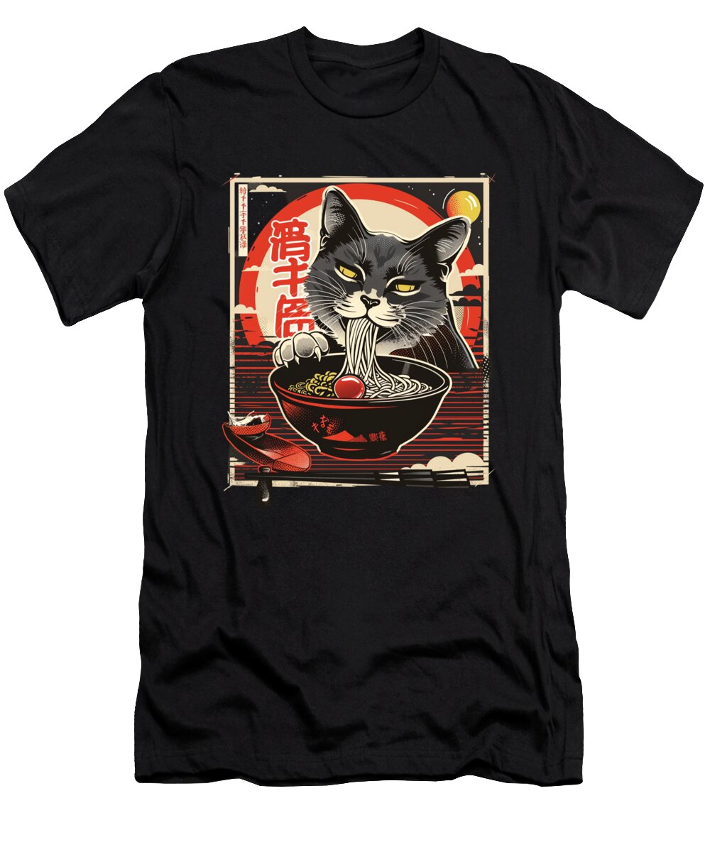 Feline Adventures in Ramenland Doris Santiago Art T-Shirt