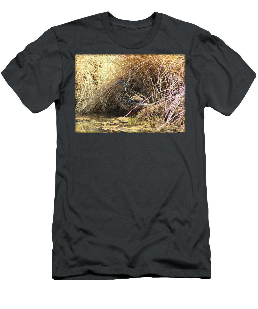 Female Mallard Duck Nesting in Pond Anita Hiltz T-Shirt