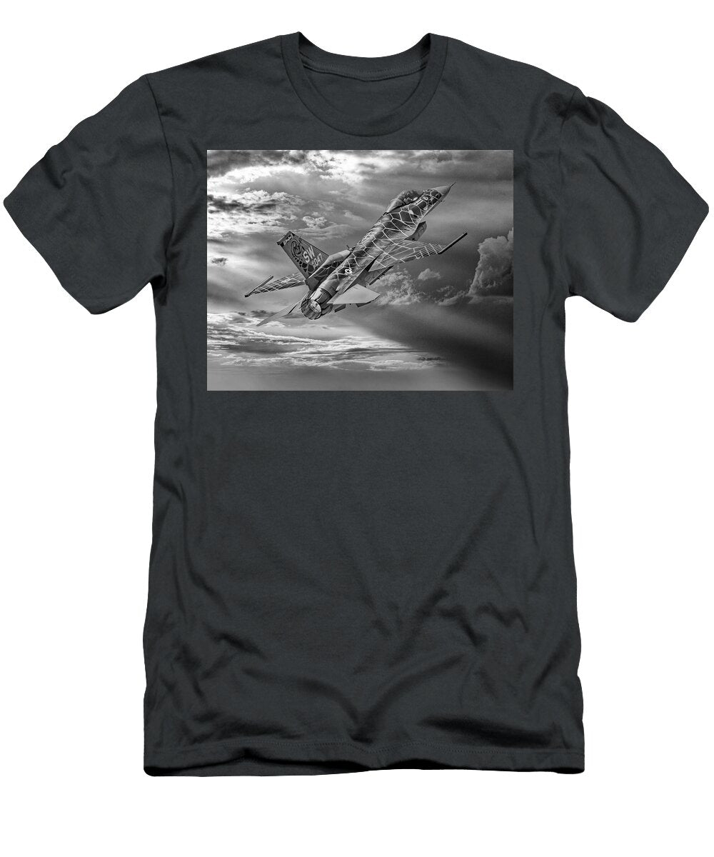 Fighter Jet Against Dramatic Sky Jeff Stallard T-Shirt