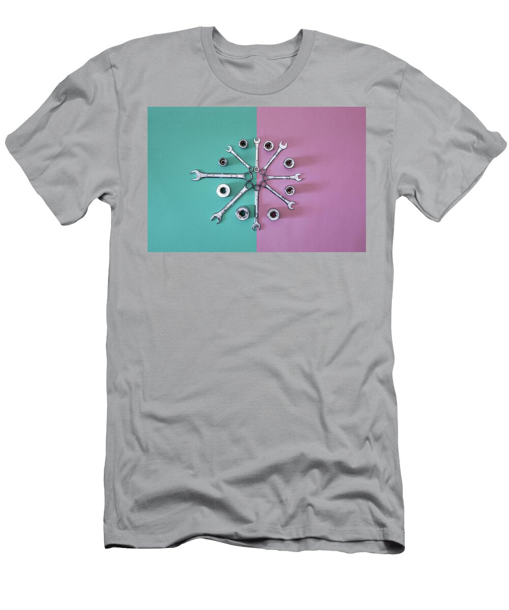 Figure of Eight Wrenches with Heads on a Colored Background Valentin Ivantsov T-Shirt