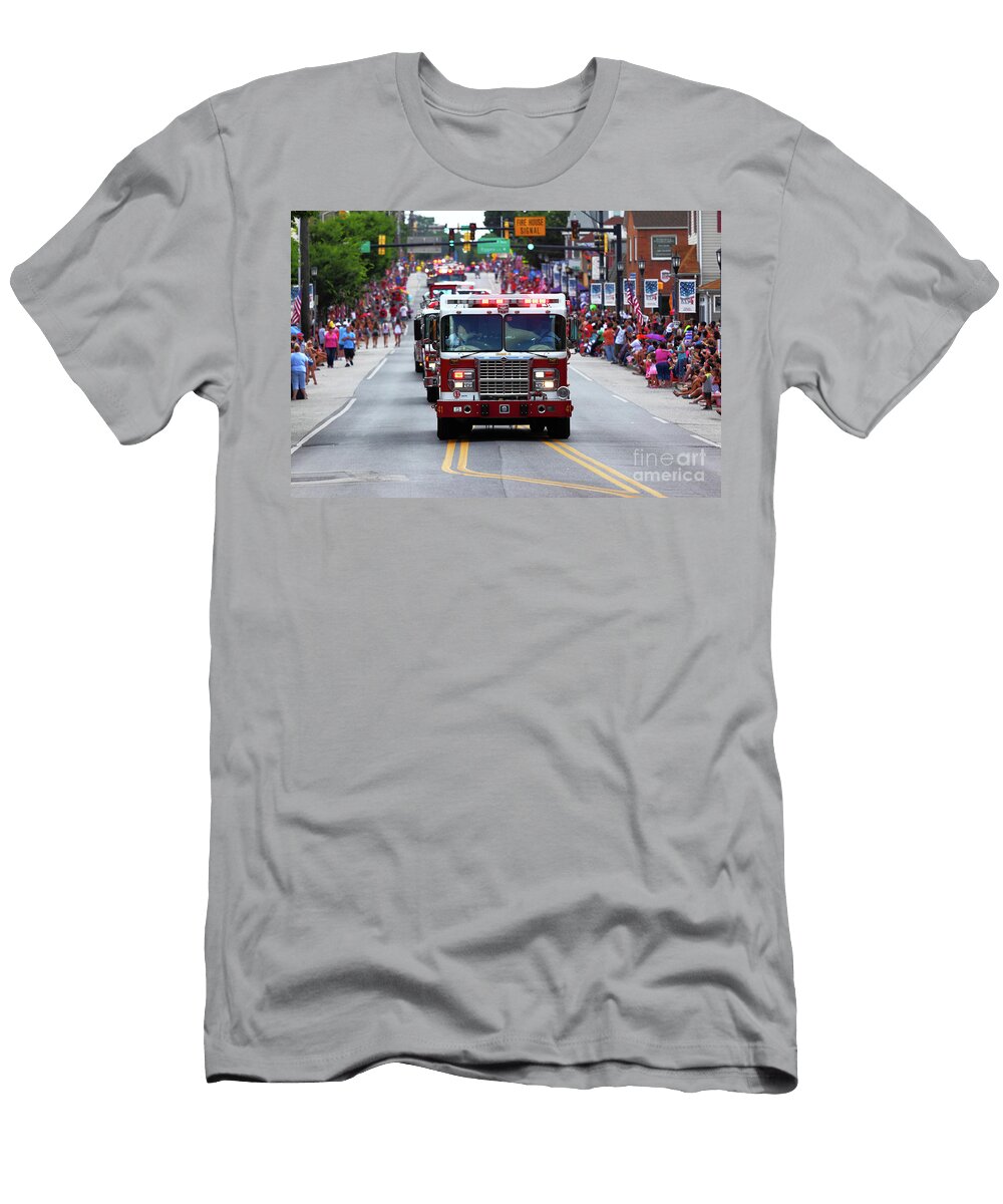 Fire Trucks At Independence Day 4th July Parade James Brunker T-Shirt