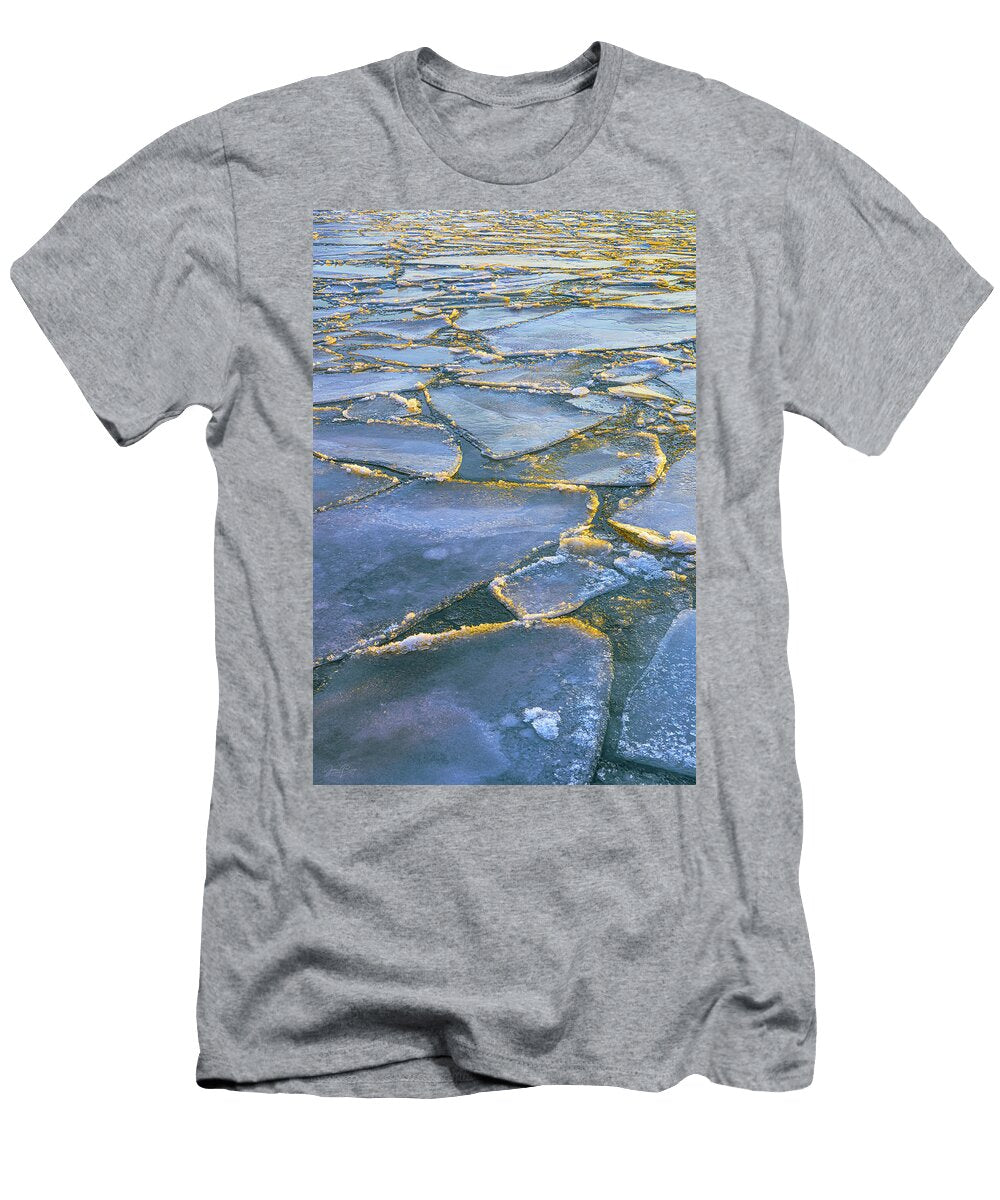 First Rays of Sunlight Touch Edges of Pancake Ice James Brey T-Shirt