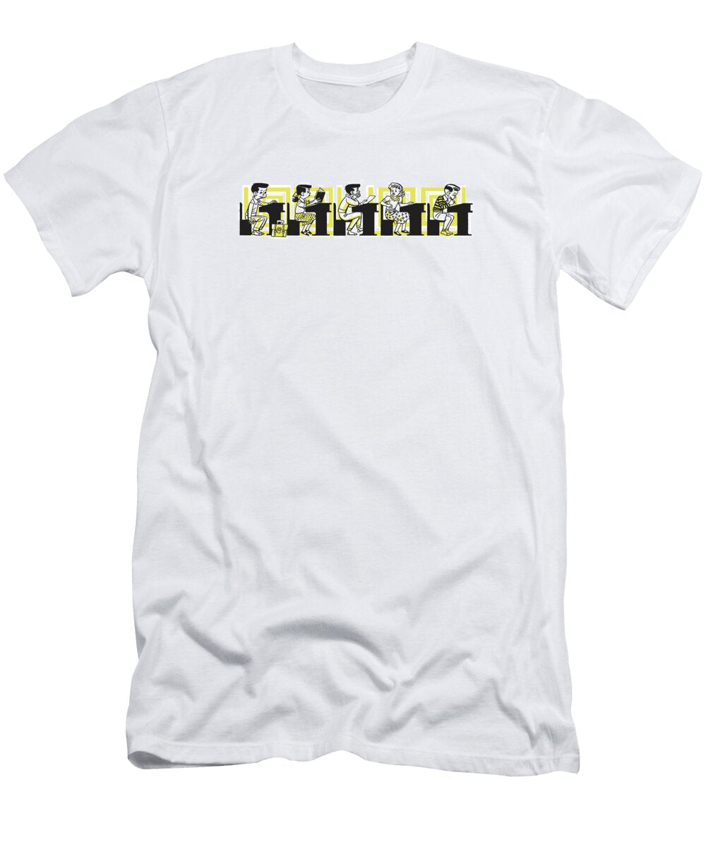 Five Schoolchildren At Their Desks Csa Images T-Shirt
