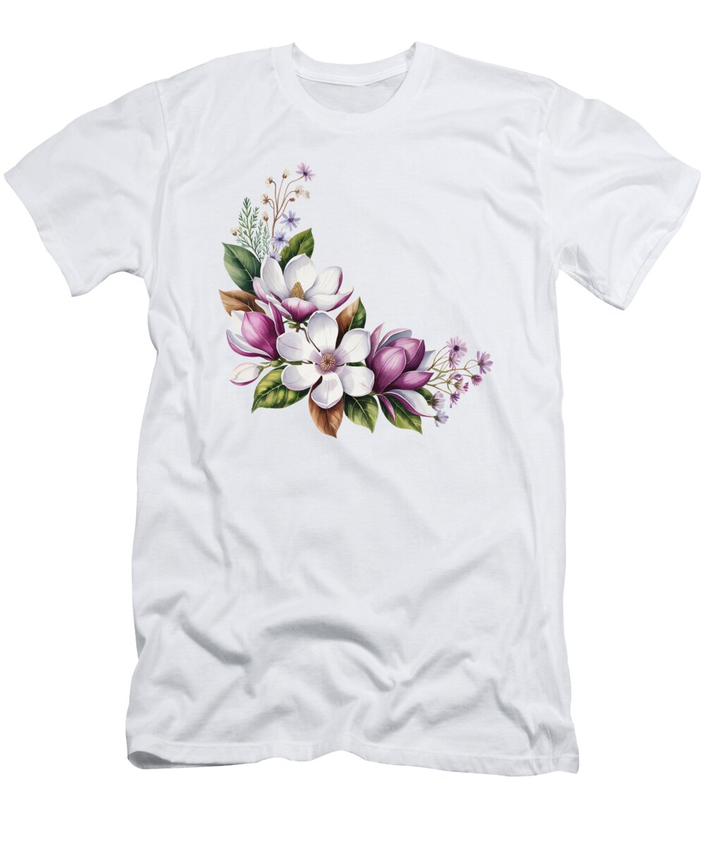 Floral Bouquet on Black Background Joanna Redesiuk T-Shirt