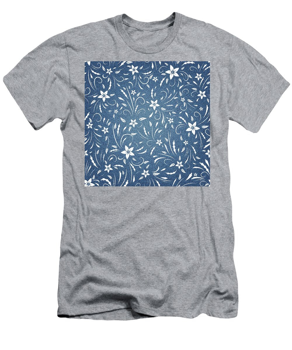 Floral Pattern on Denim Julien T-Shirt