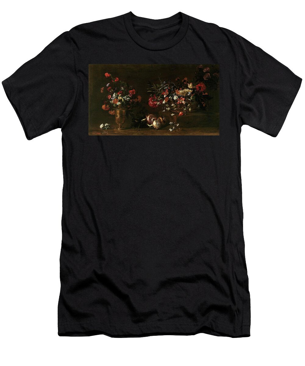 Floreros Y Cebollas 1640 1642 Italian School Canvas 83 Cm X 154 Cm P03239 Mario Dei Fiori 1603 1673 T-Shirt