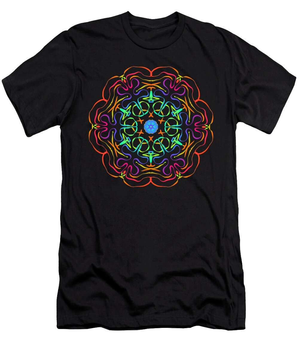Flowing Ribbon Rainbow Mandala Ariel Guevara T-Shirt