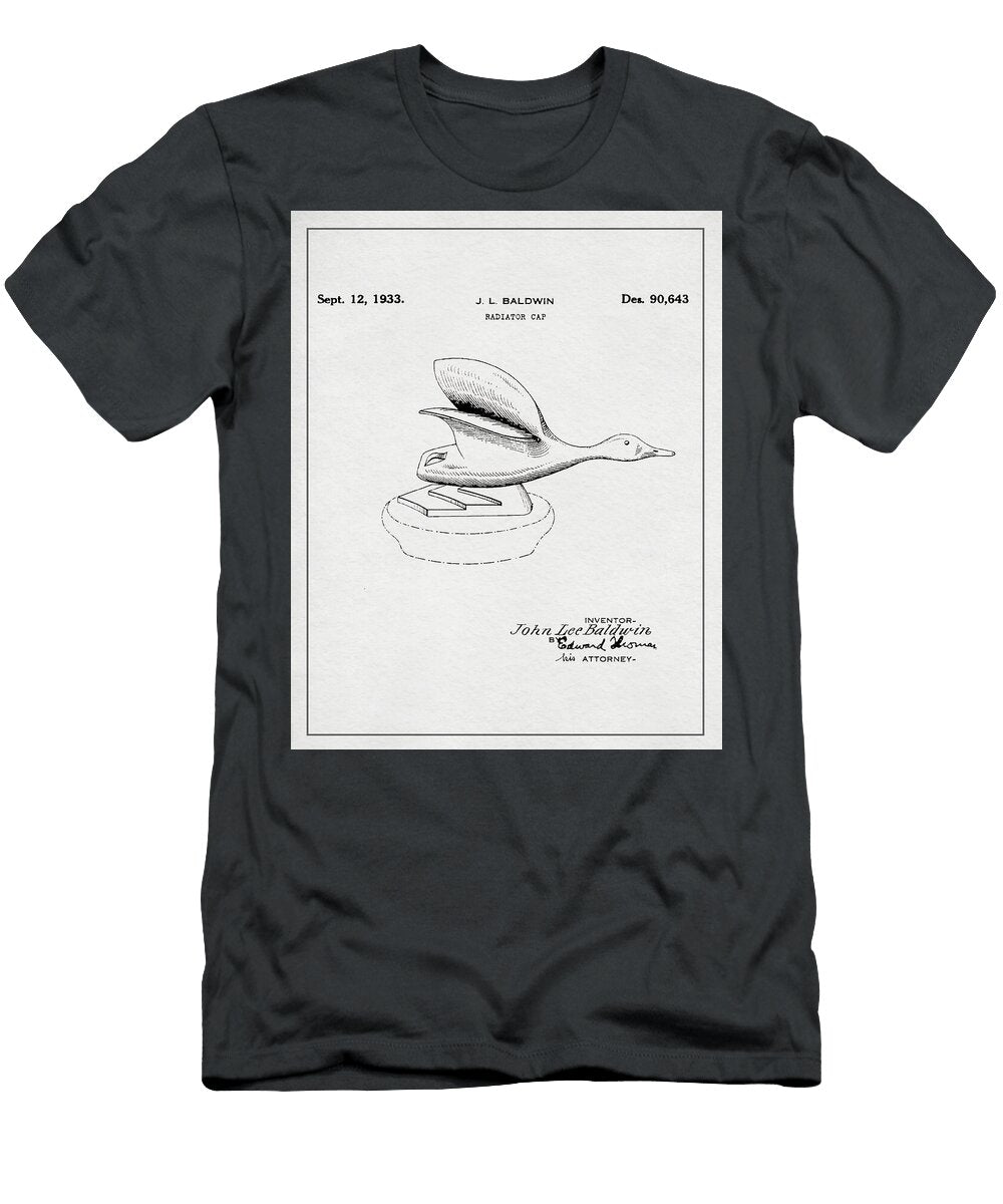 Flying Bird Hood Ornament Patent Illustration 1933 Dale Kincaid T-Shirt