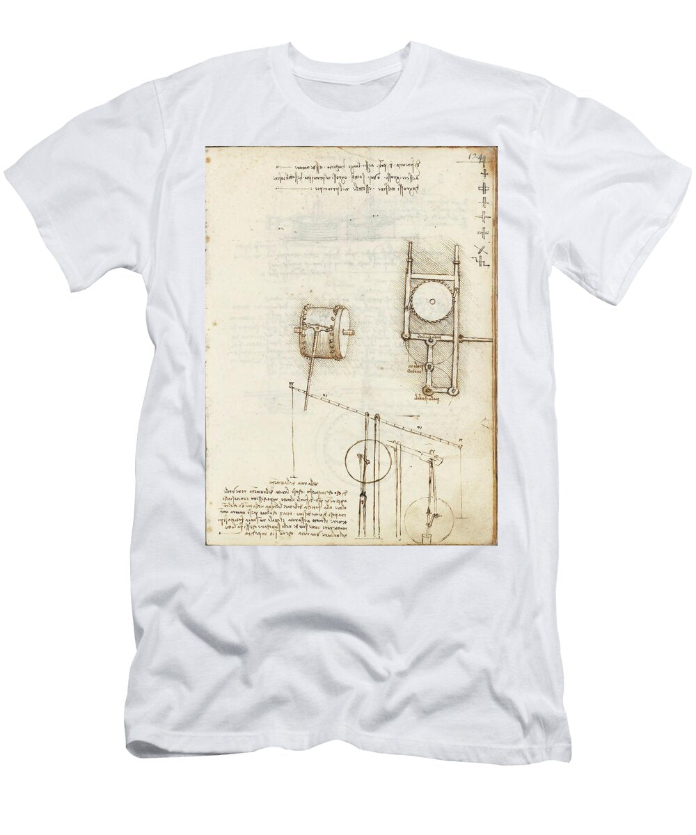 Folio F 124r Codex Madrid I Ms 8937 Treaty of Statics and Mechanics 192 Folios with 384 Pa Leonardo Da Vinci 1452 1519 T-Shirt