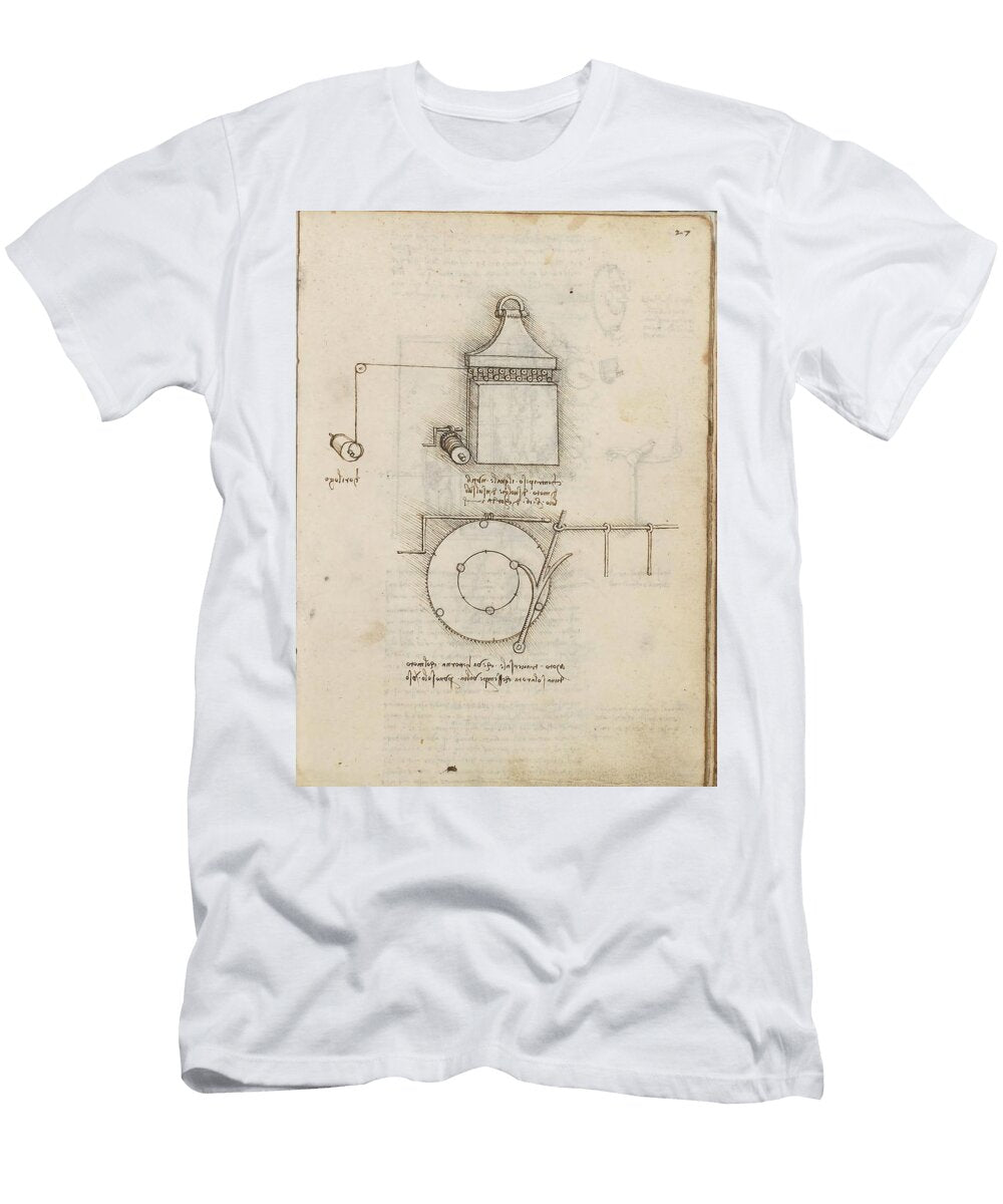 Folio F 27r Codex Madrid I Ms 8937 Treaty of Statics and Mechanics 192 Folios with 384 Pag Leonardo Da Vinci 1452 1519 T-Shirt