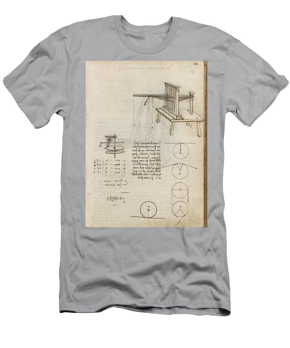 Folio F 68r Codex Madrid I Ms 8937 Treaty of Statics and Mechanics 192 Folios with 384 Pag Leonardo Da Vinci 1452 1519 T-Shirt