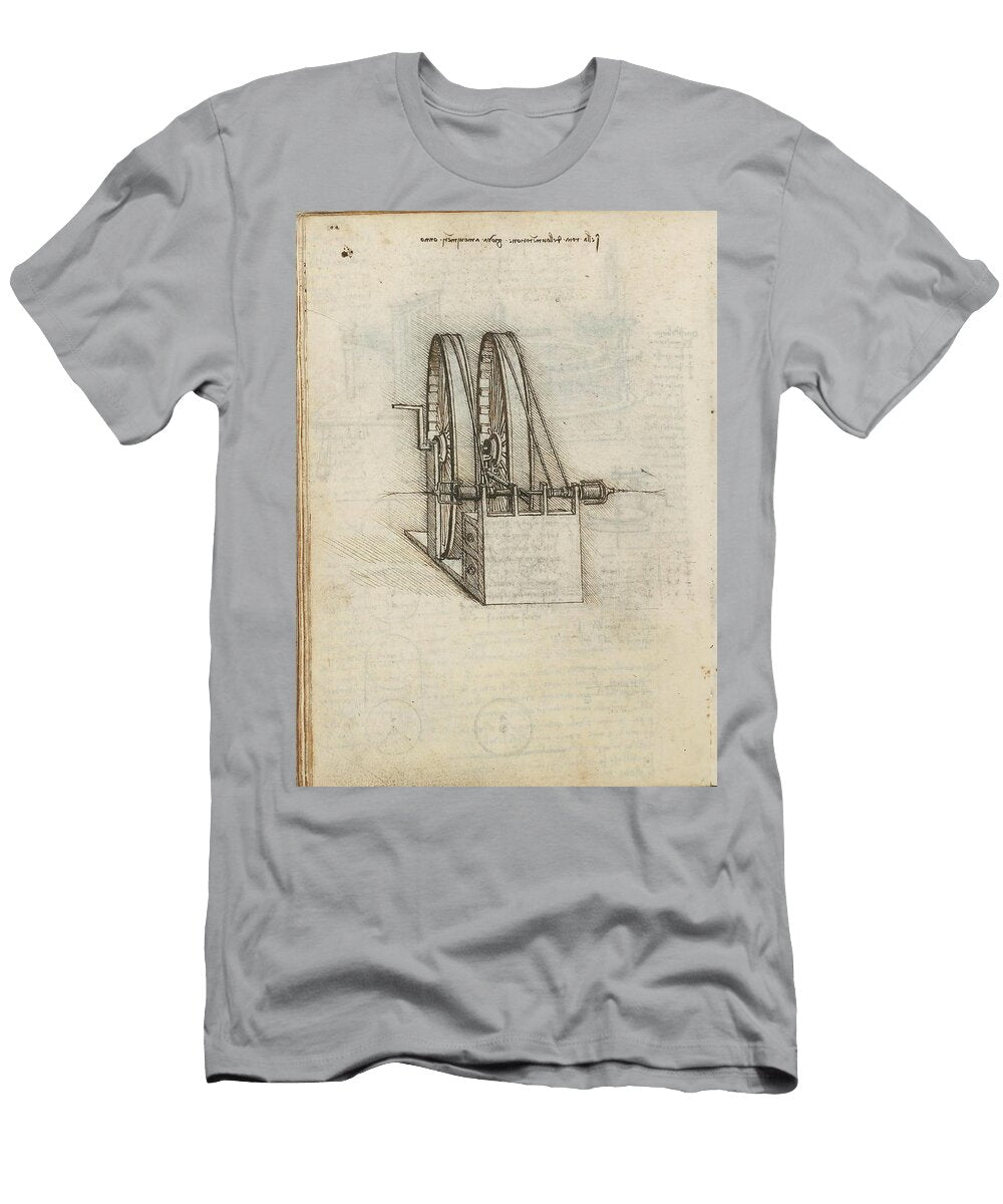 Folio F 68v Codex Madrid I Ms 8937 Treaty of Statics and Mechanics 192 Folios with 384 Pag Leonardo Da Vinci 1452 1519 T-Shirt