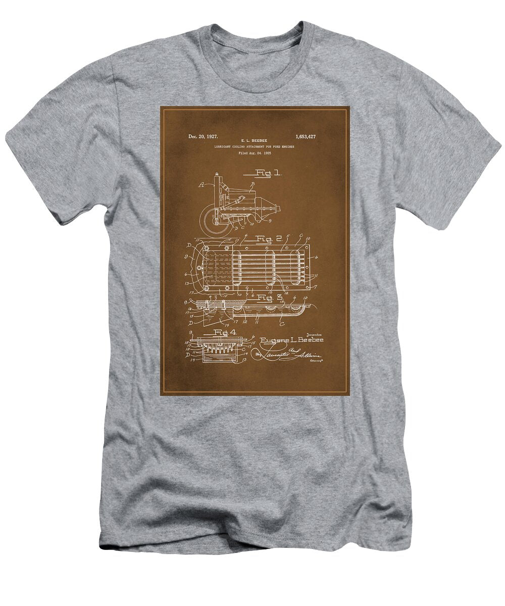 Ford Engine Lubricant Cooling Attachment Patent Drawing 1a Brian Reaves T-Shirt