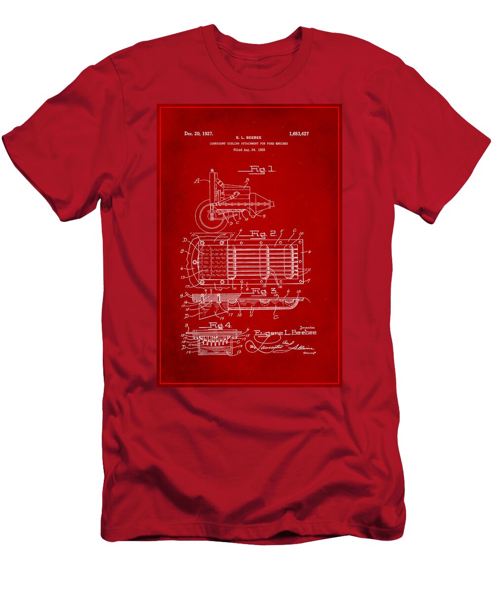 Ford Engine Lubricant Cooling Attachment Patent Drawing 1b Brian Reaves T-Shirt