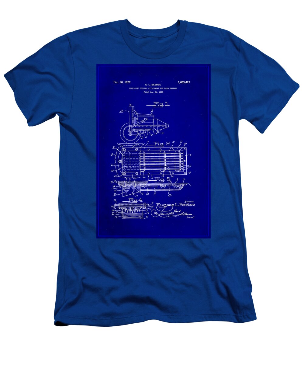 Ford Engine Lubricant Cooling Attachment Patent Drawing 1c Brian Reaves T-Shirt