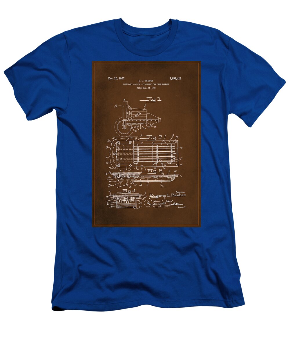 Ford Engine Lubricant Cooling Attachment Patent Drawing 1e Brian Reaves T-Shirt
