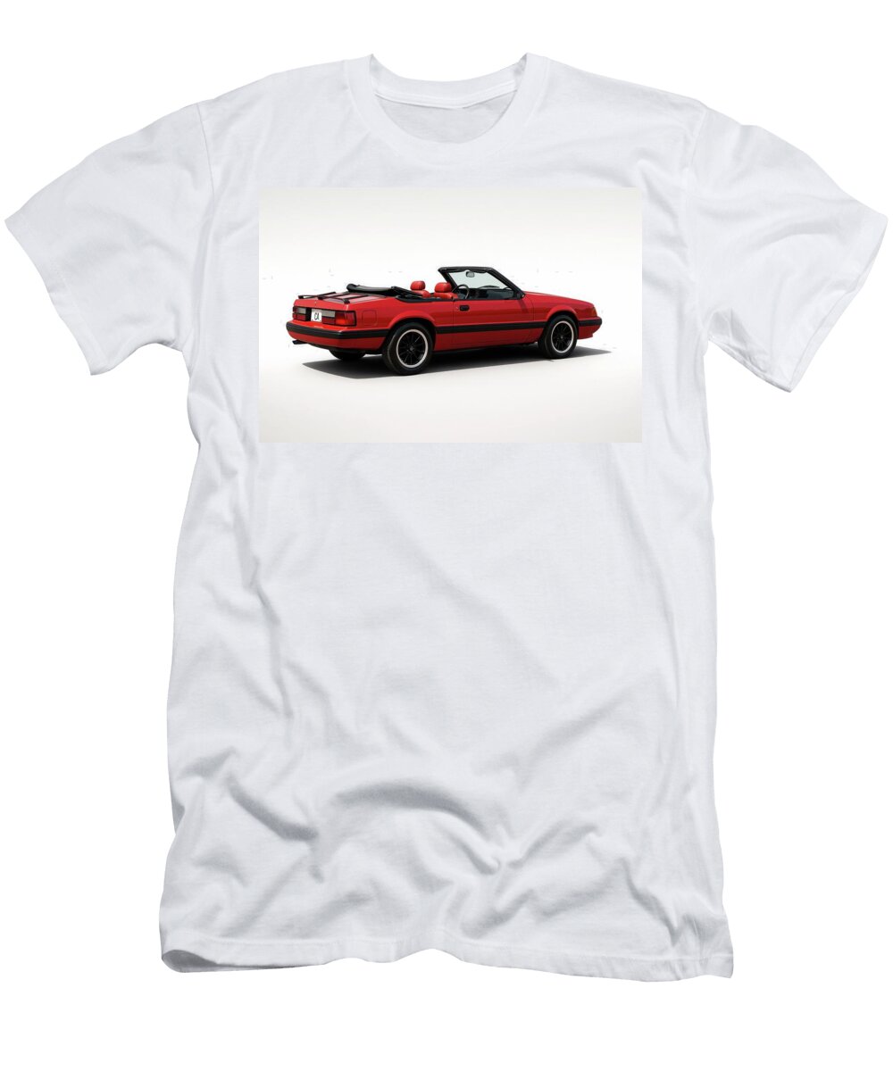 Ford Mustang Lx 5 Convertible Fox Body Red Rear Three Quarter Studio Portrait Cathy Anderson T-Shirt