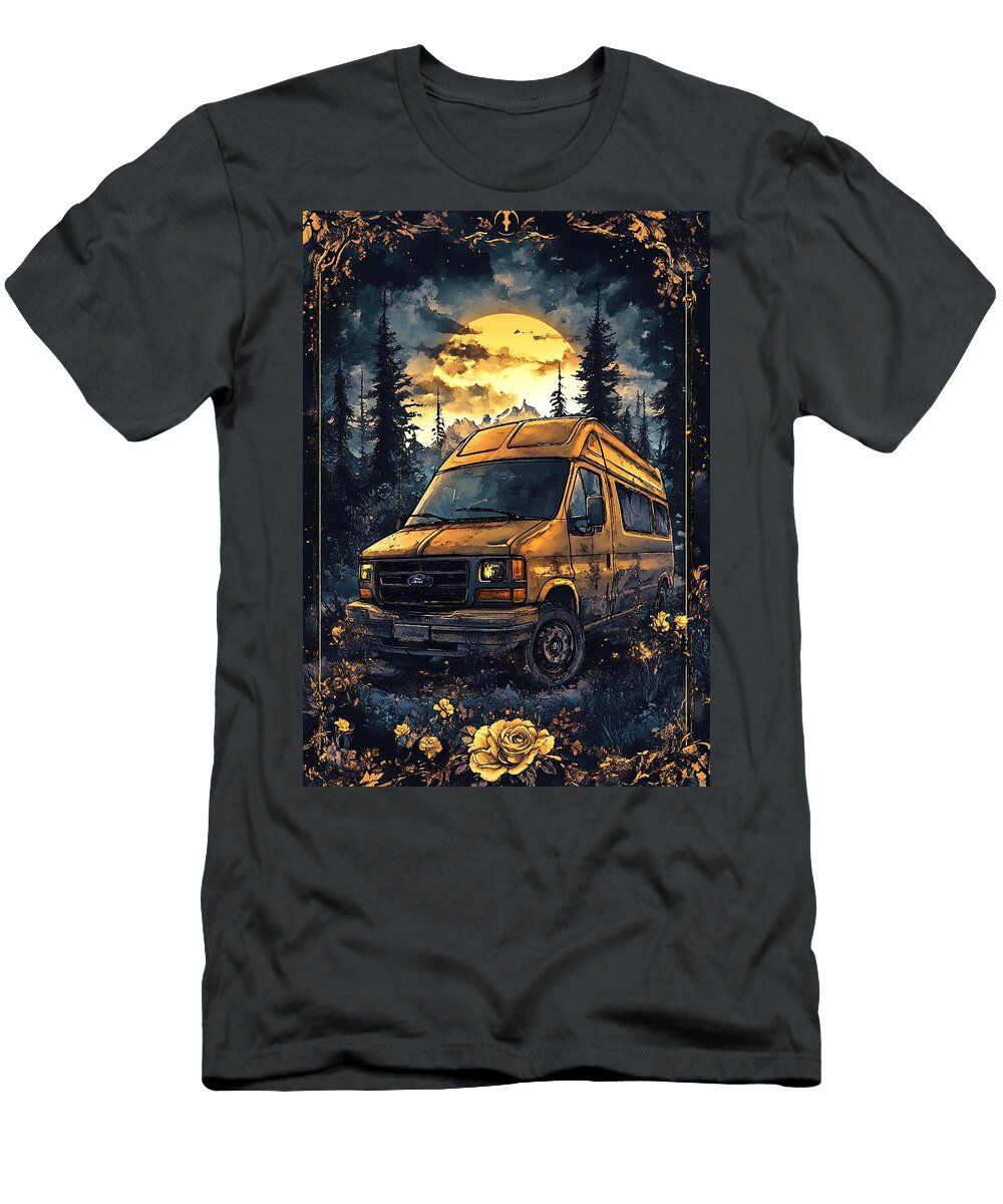 Ford Transit Chassis Cab Car Vintage Van in the Forest At Sunset Kyran Estrada T-Shirt