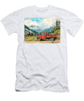 Ford Transit Chassis Cab Vintage Red Truck Parked in Mountain Valley Landscape Kyran Estrada T-Shirt