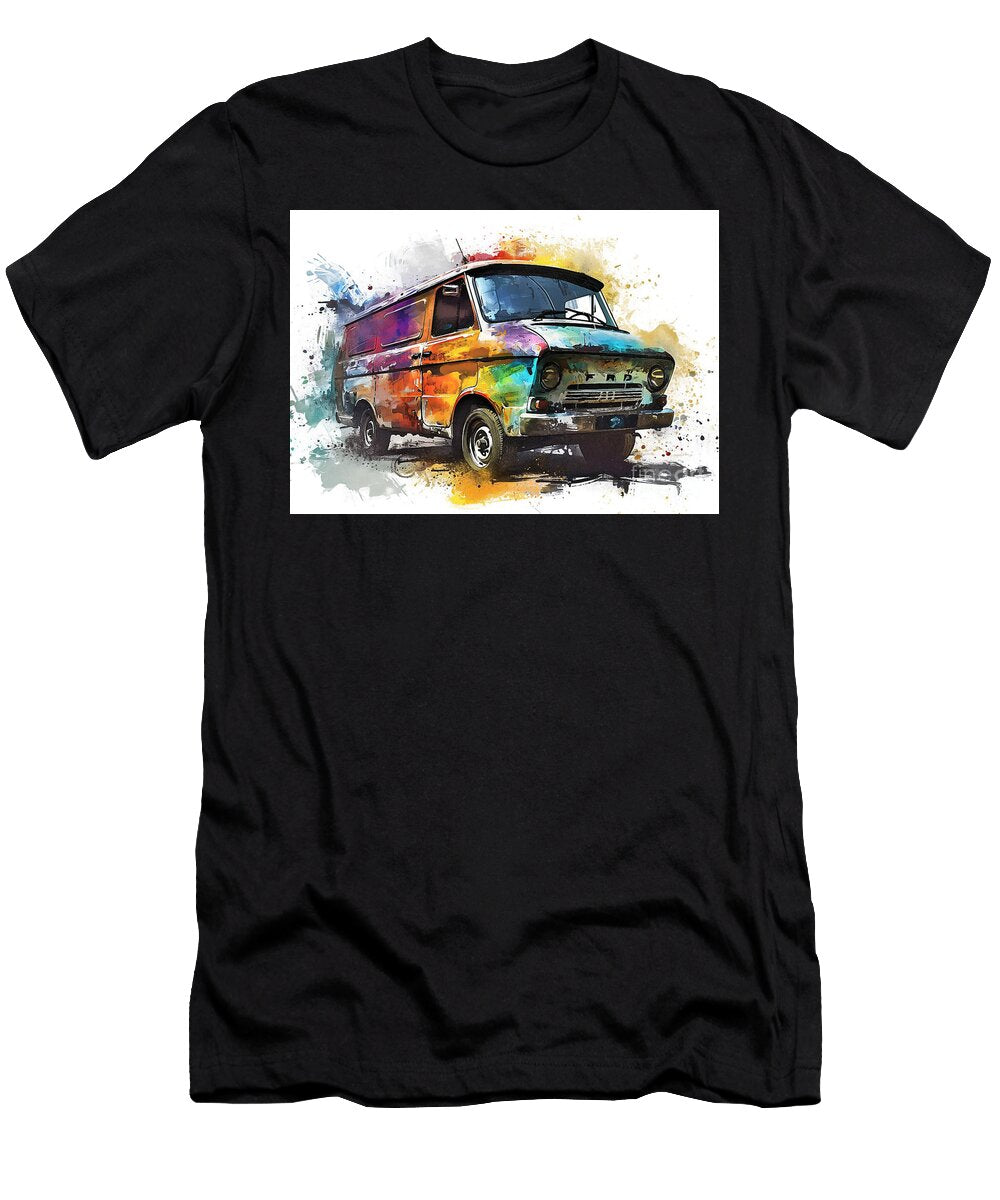 Ford Transit Chassis Cab Watercolor Abstract Vehicle Clark Leffler T-Shirt
