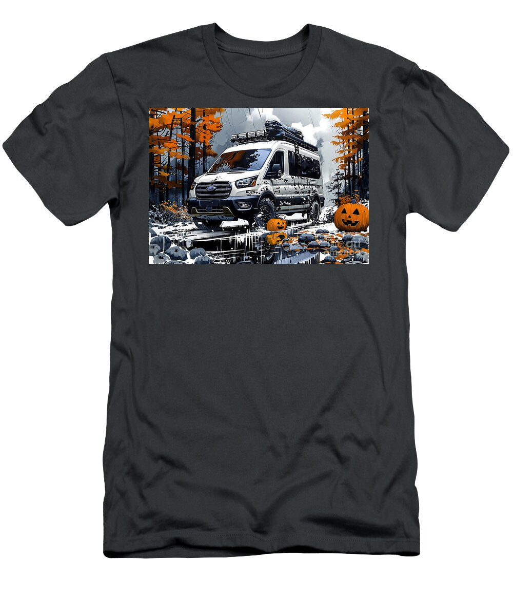 Ford Transit Halloween Van Off Road Adventure in Fall Foliage Clark Leffler T-Shirt