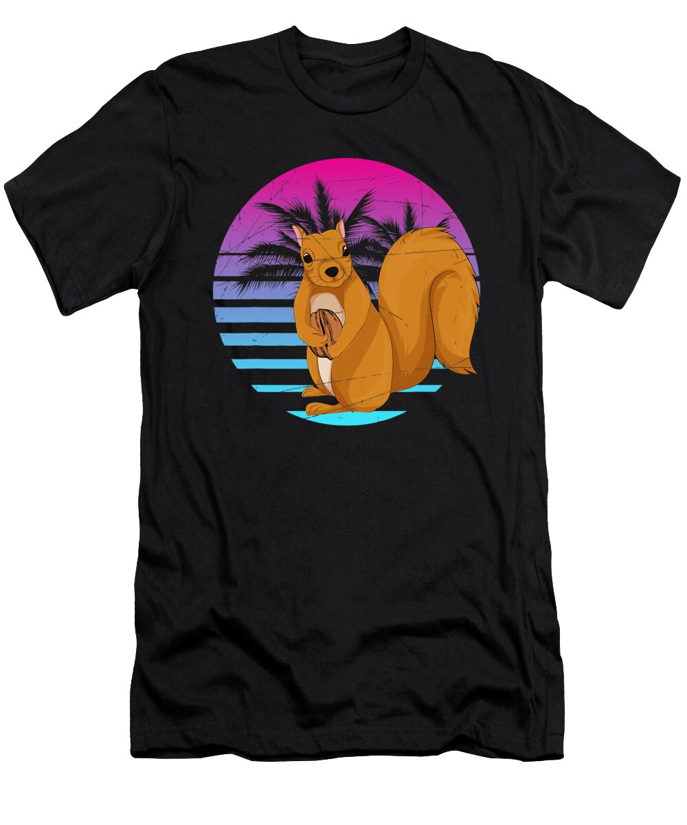 Forest Squirrel Palm Trees Retro 80s Art Animal Vaporwave Dhbubble T-Shirt