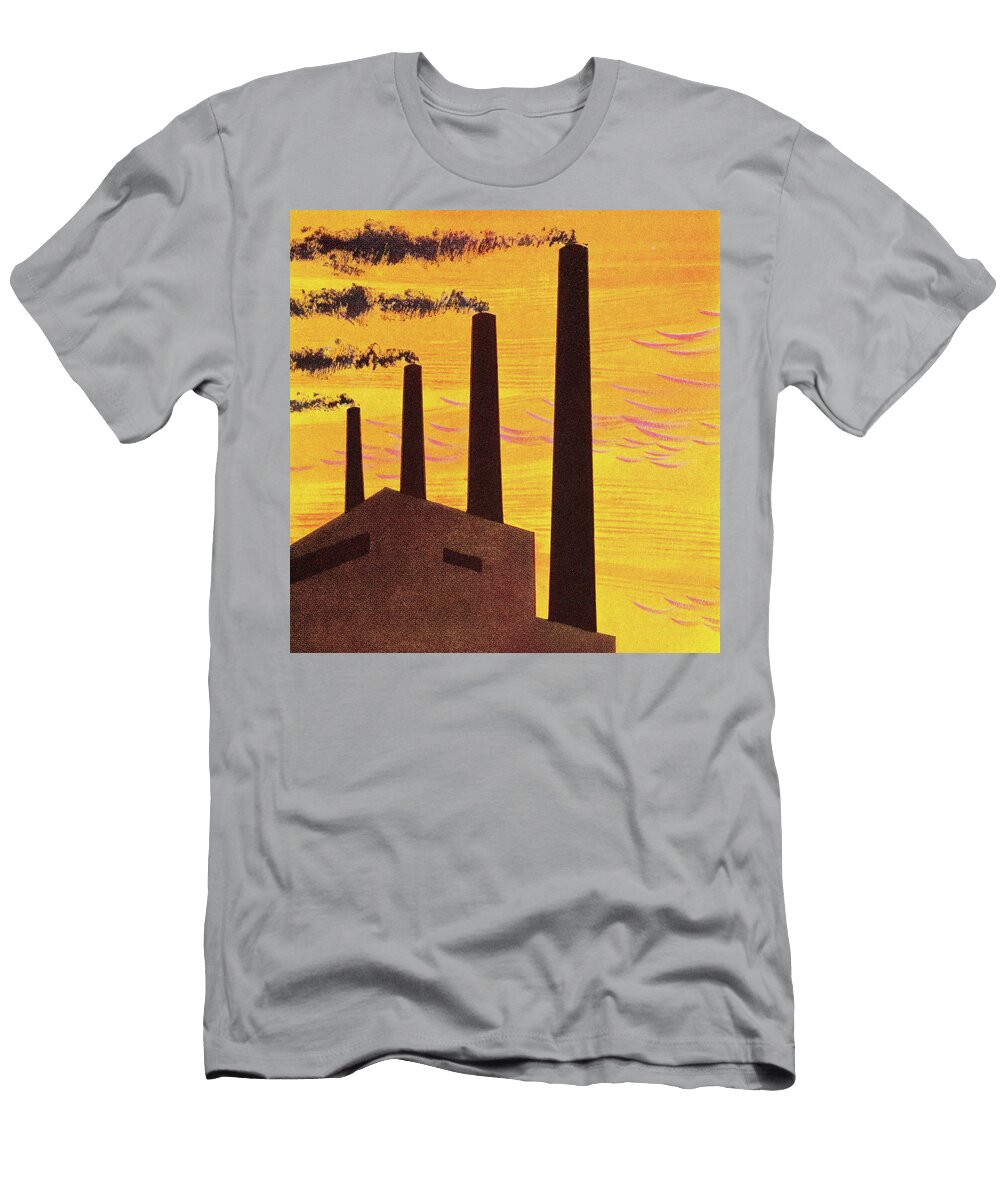 Four Factory Smokestacks Csa Images T-Shirt
