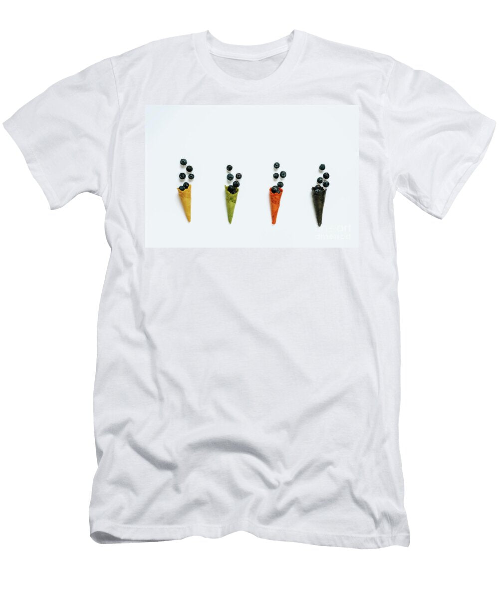 Four Ice Cream Waffle Cones of Different Colors Stuffed with Blu Joaquin Corbalan T-Shirt